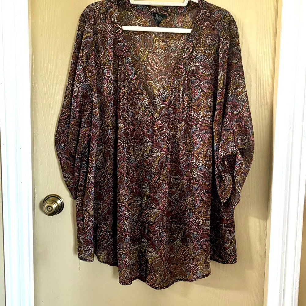torrid Paisley Print Blouse in Burgundy, Gold, Black